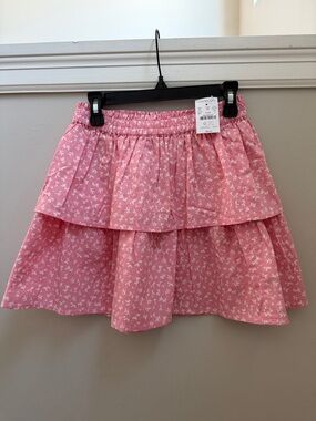 NWT Crewcuts Pink Tiered Floral Skirt Size 10-11